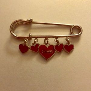 COACH scarf/purse heart safety pin accessory